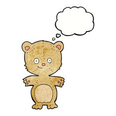 cartoon happy teddy bear with thought bubble N3