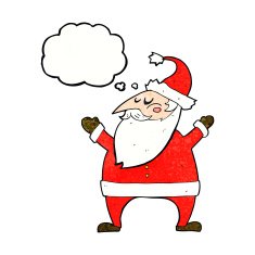 cartoon santa claus with thought bubble N204