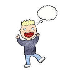 cartoon crazy happy man with thought bubble N11
