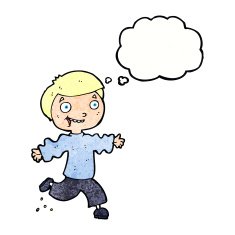 cartoon excited boy with thought bubble N151