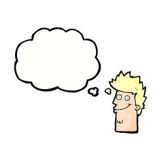 cartoon happy man face with thought bubble N17
