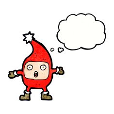 cartoon funny christmas creature with thought bubble N26