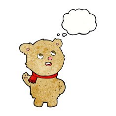 cartoon cute teddy bear with scarf thought bubble N3