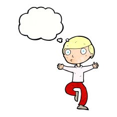 cartoon startled man with thought bubble N53