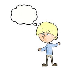 cartoon curious man with thought bubble N69