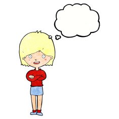 cartoon happy woman with thought bubble N266