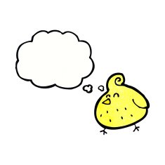 cartoon bird with thought bubble N277