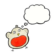 funny cartoon christmas robin with thought bubble N10