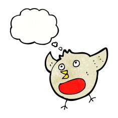 funny cartoon christmas robin with thought bubble N12