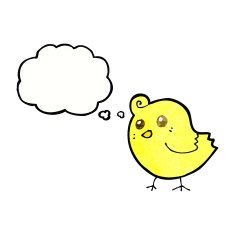 cartoon bird with thought bubble N278