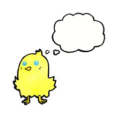 cartoon bird with thought bubble N280