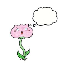 cartoon shocked flower with thought bubble N11