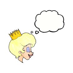 cartoon princess with thought bubble N37