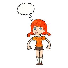 cartoon pretty girl with thought bubble N102
