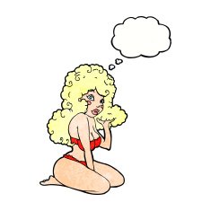 cartoon pin up girl with thought bubble N11
