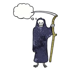 death cartoon with thought bubble N11