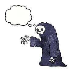 cartoon spooky halloween costume with thought bubble N18