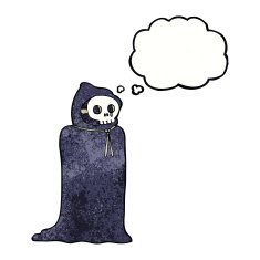 cartoon spooky halloween costume with thought bubble N19