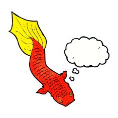 cartoon fish with thought bubble N96