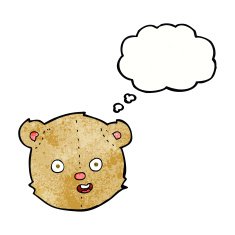 cartoon teddy bear head with thought bubble N11