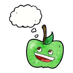 cartoon apple with thought bubble N35