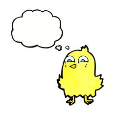 funny cartoon bird with thought bubble N133