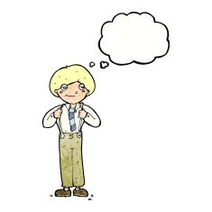 cartoon man wearing braces with thought bubble N11