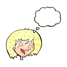cartoon happy girl with thought bubble N91