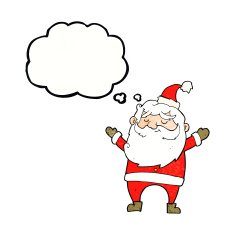 cartoon happy santa claus with thought bubble N30