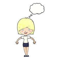 cartoon happy woman with thought bubble N268