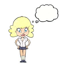 cartoon pretty woman with thought bubble N283
