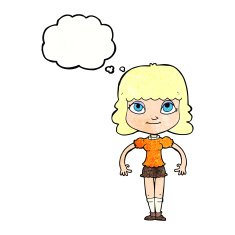 cartoon girl with thought bubble N22