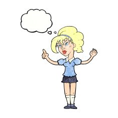 cartoon woman with idea thought bubble N249