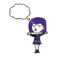 cartoon vampire girl with thought bubble N230