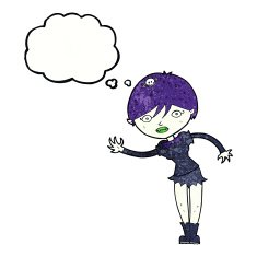 cartoon vampire girl with thought bubble N231