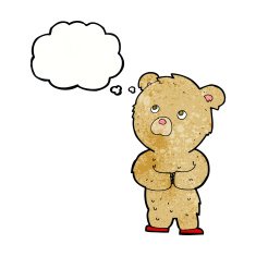 cartoon teddy bear with thought bubble N137