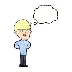 cartoon happy man with thought bubble N472