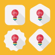 Light bulb flat icon with long shadow eps10 N19