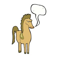 cartoon horse with speech bubble N42