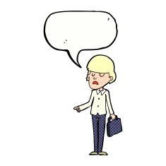 cartoon arrogant businessman pointing with speech bubble N12