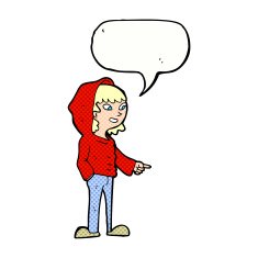 cartoon pointing teenager with speech bubble N12