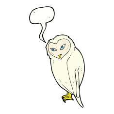 Cartoon owl with speech bubble N79