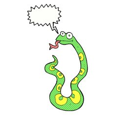 cartoon snake with speech bubble N77