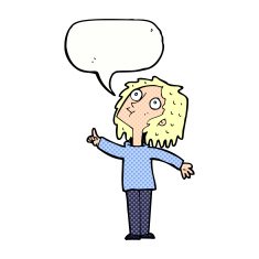 cartoon curious woman with speech bubble N68