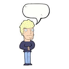 cartoon worried man with speech bubble N108