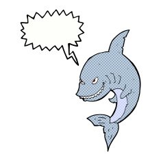 funny cartoon shark with speech bubble N34