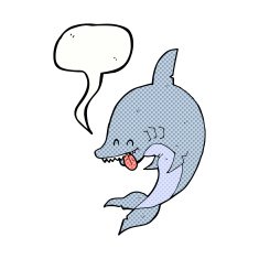 funny cartoon shark with speech bubble N35
