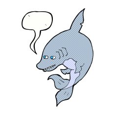 funny cartoon shark with speech bubble N36