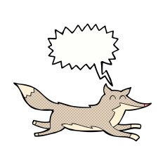 cartoon running wolf with speech bubble N8