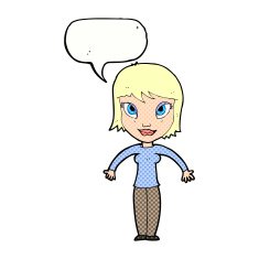 cartoon woman shrugging shoulders with speech bubble N565